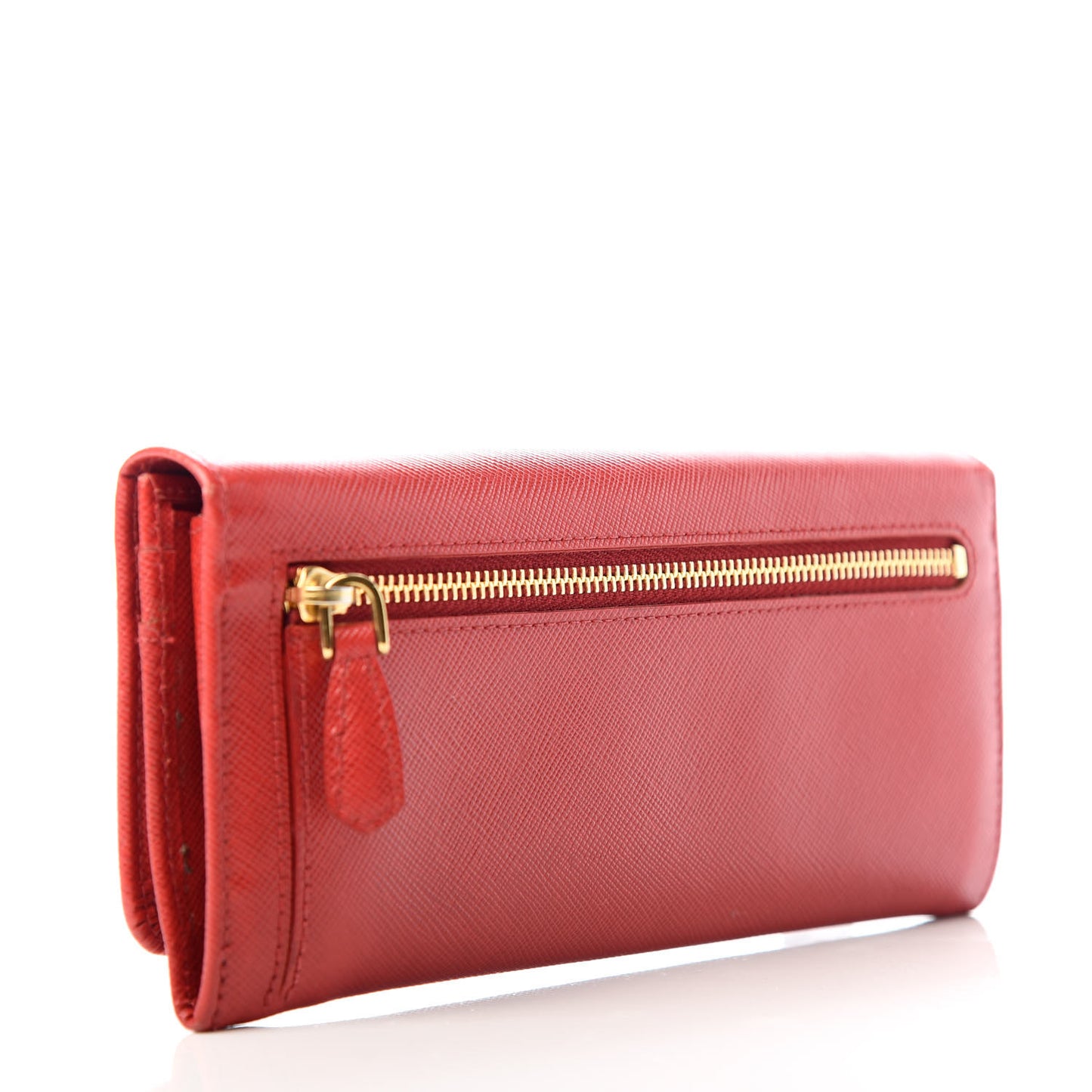 Saffiano Metal Continental Flap Wallet Rosso