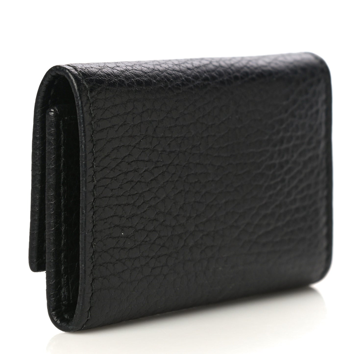 Pebbled Calfskin GG Marmont 6 Key Holder Black