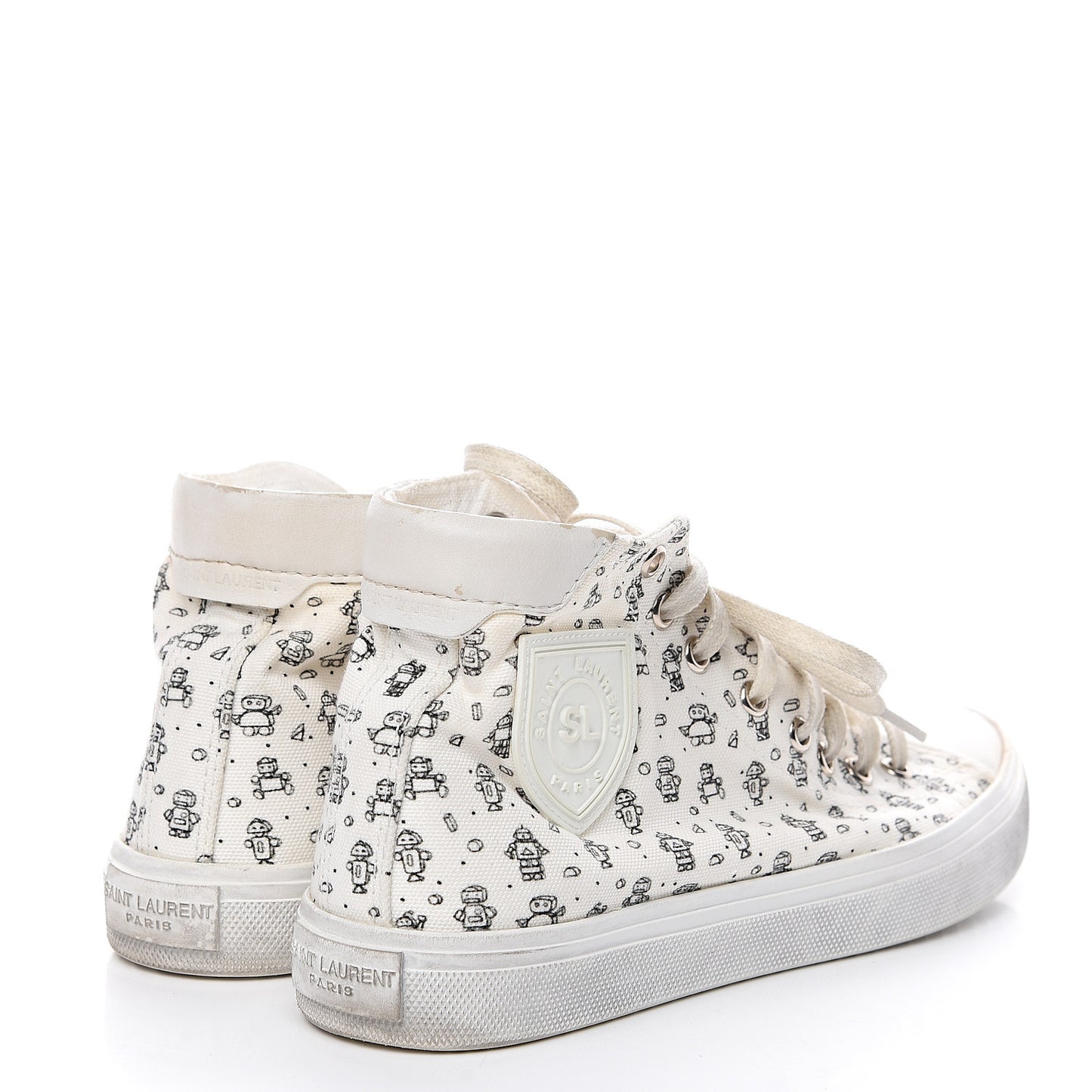 Canvas Mini Robot Print Bedford Hightop Sneakers 36.5 Cream