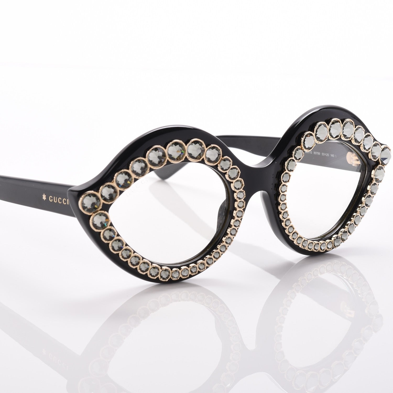 Gucci Acetate Crystal Studded Cat Eye Sunglasses GG3867/S Black 7 of 7