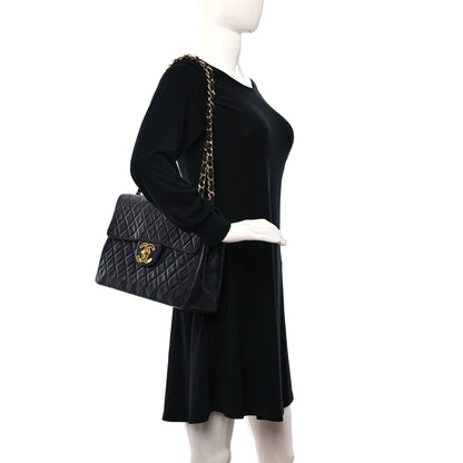 Chanel Lambskin Quilted XL Jumbo Single Flap Black 2 of 10
