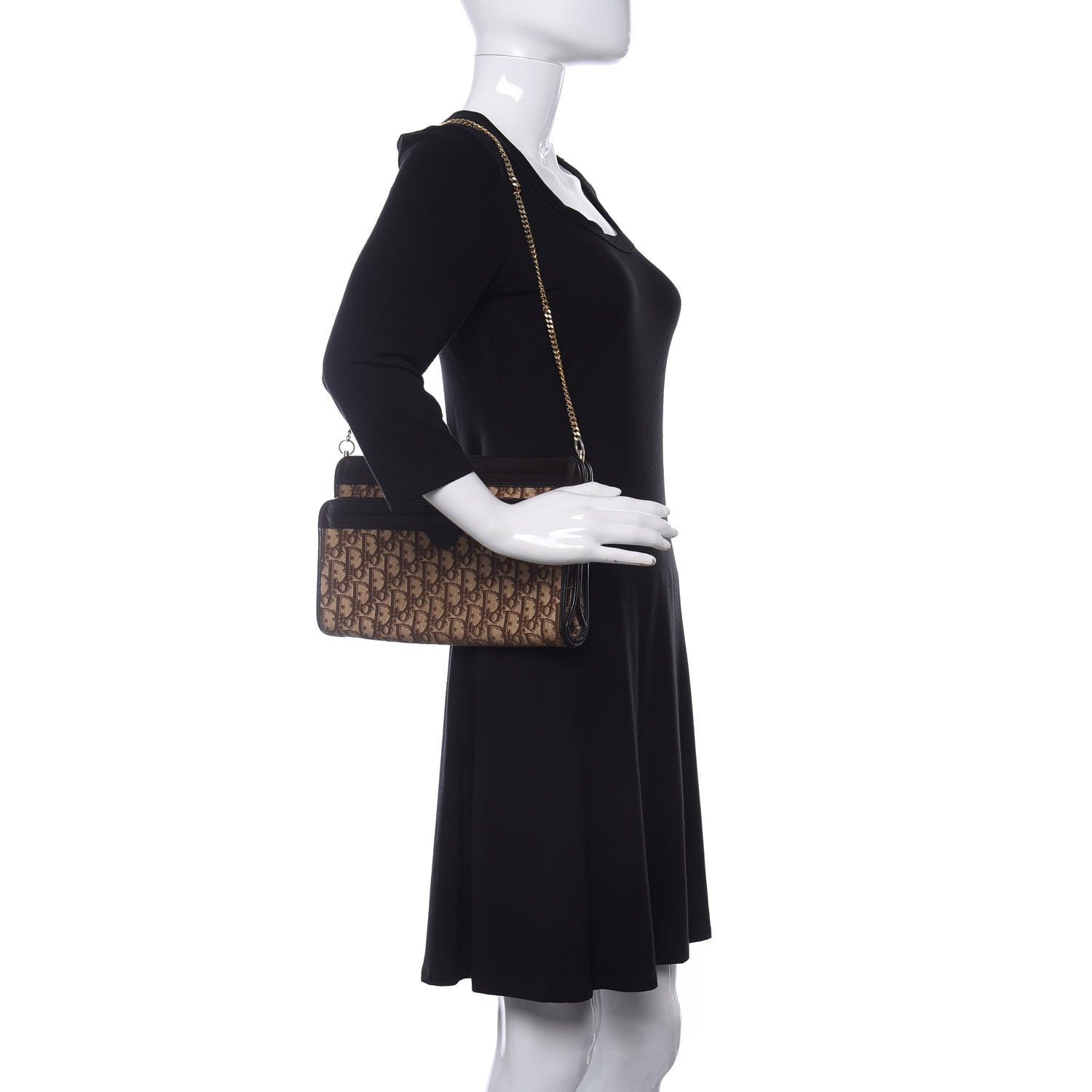 Christian Dior Monogram Chain Clutch Brown 2 of 14
