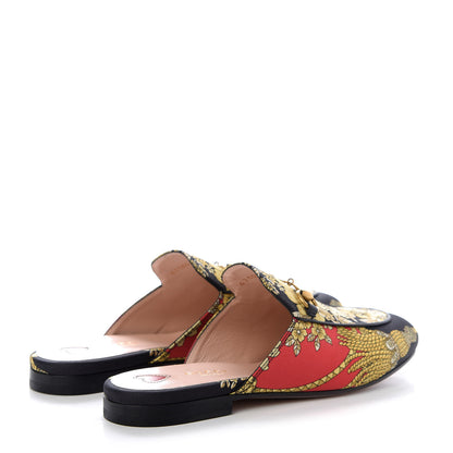 Gucci Twill Flora Womens Princetown Slippers 38 Red Black 4 of 11