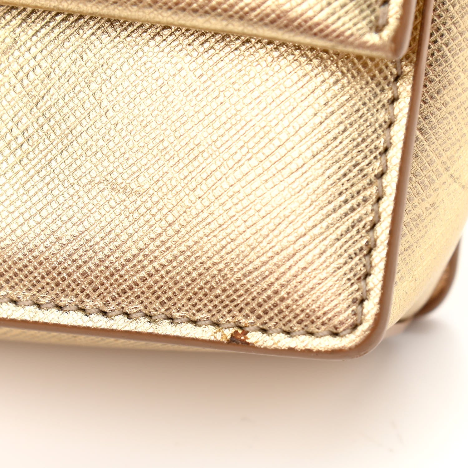 Salvatore Ferragamo Hammered Calfskin Mini Vara Bow Crossbody Bag Gold 15 of 17