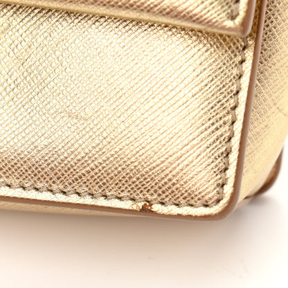 Salvatore Ferragamo Hammered Calfskin Mini Vara Bow Crossbody Bag Gold 15 of 17