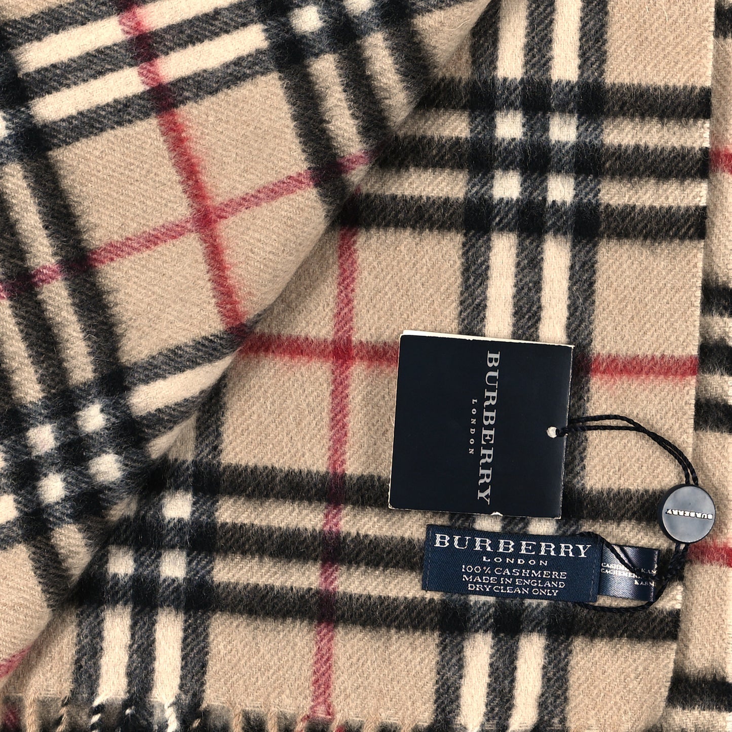 Cashmere House Check Fringe Scarf Camel