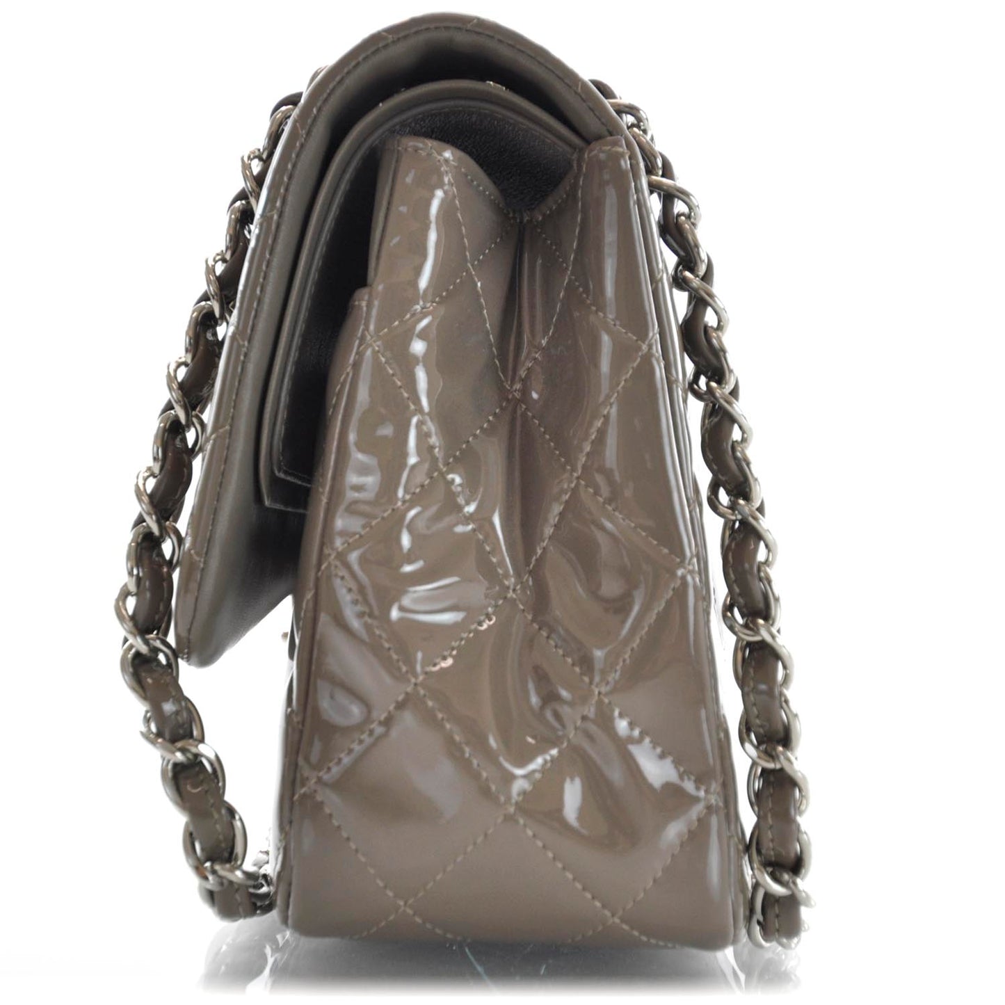 Patent Jumbo Double Flap Taupe