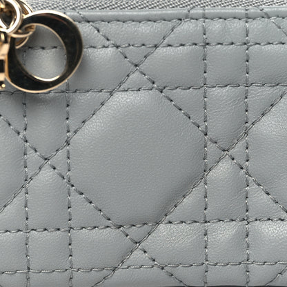 Christian Dior Lambskin Cannage Lady Dior Zipped Key Case Stone Grey 8 of 8