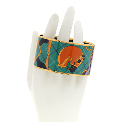 Hermes Enamel Printed Extra Wide Tatersale Bracelet 70 Vie D Artiste 2 of 6