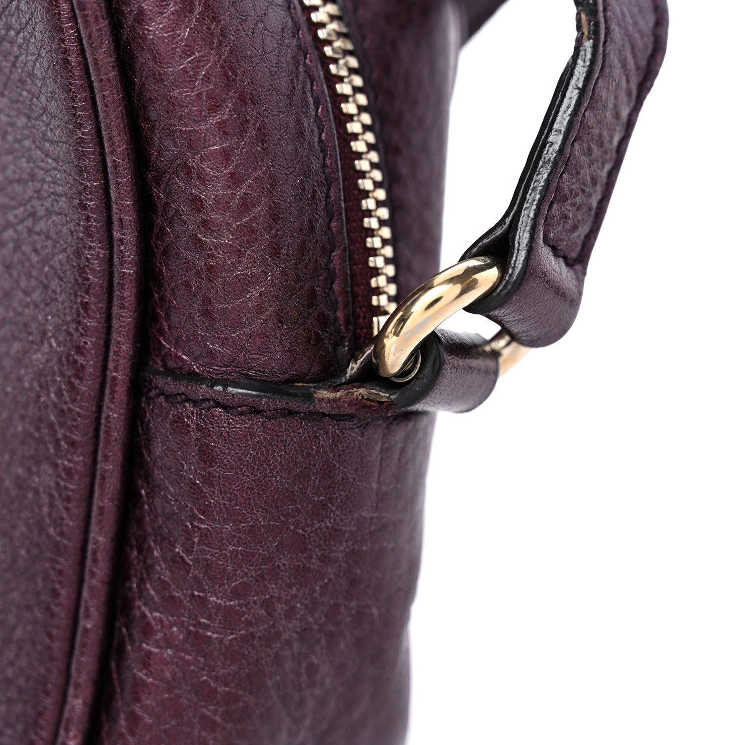 Gucci Metallic Pebbled Calfskin Small Soho Disco Bag Burgundy 15 of 17