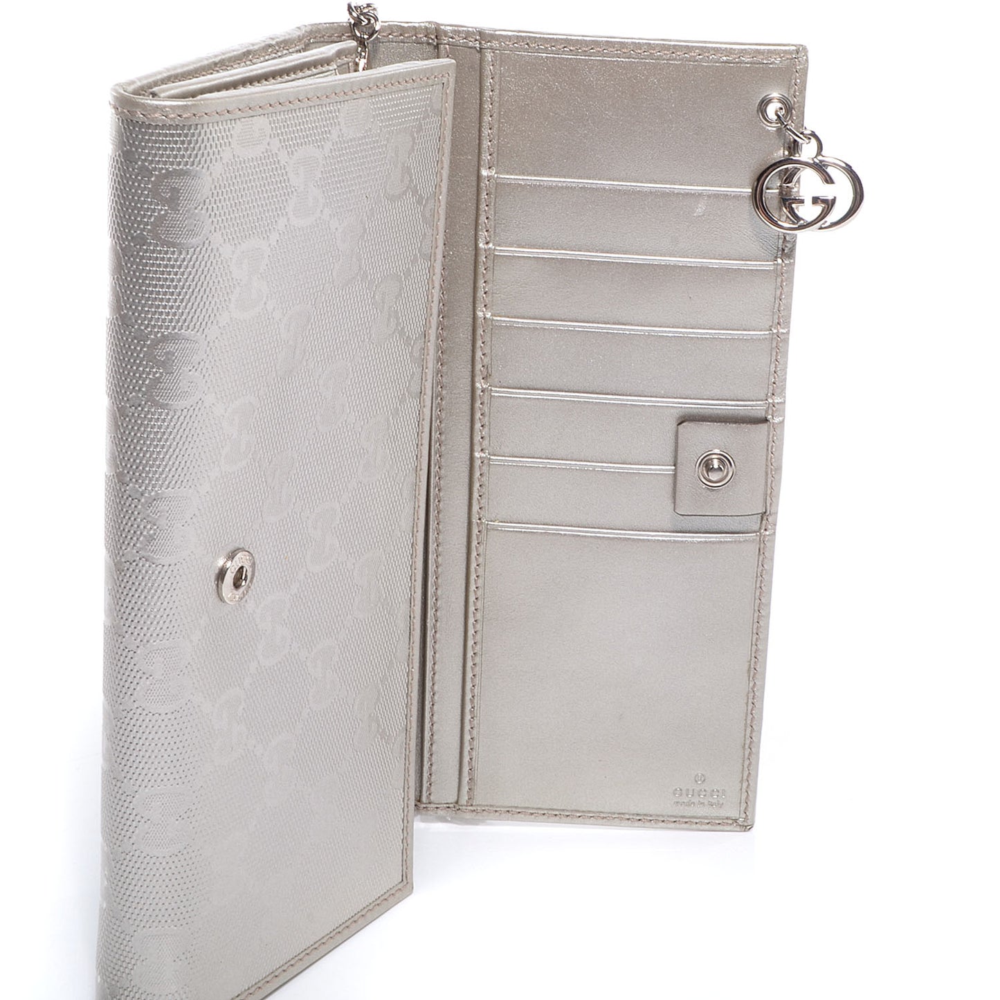 Imprime Monogram GG Pierce Chain Clutch Wallet Silver
