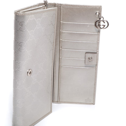 Gucci Imprime Monogram GG Pierce Chain Clutch Wallet Silver 8 of 9
