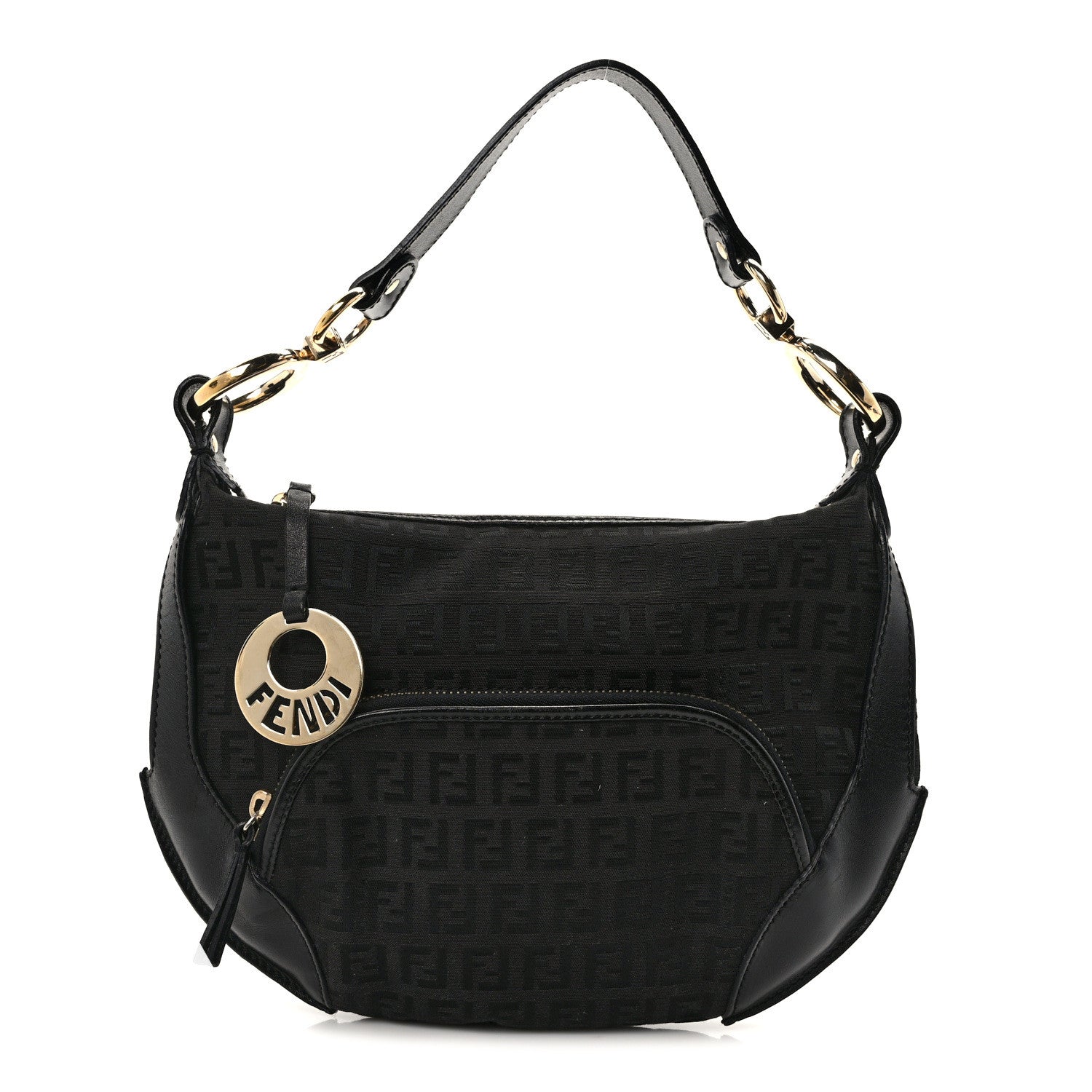 Fendi Zucchino Cuoio Chef Pocket Shoulder Bag Black 1 of 9