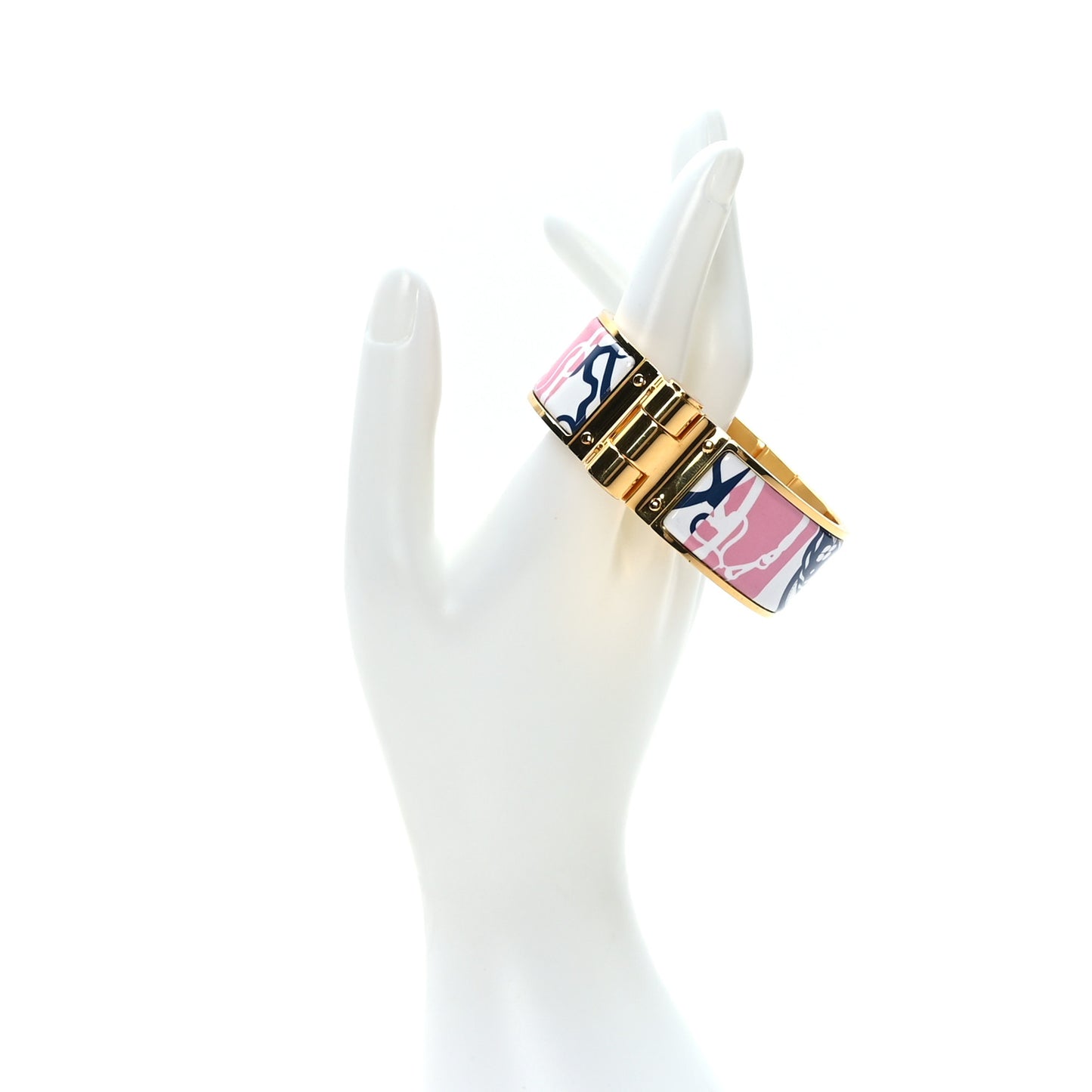 Enamel Printed Charniere Festival Des Ama Quadrichrome Wide Hinged Bracelet L