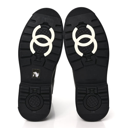 Chanel Calfskin Nylon CC Ankle Snow Boots 40 Black 6 of 10