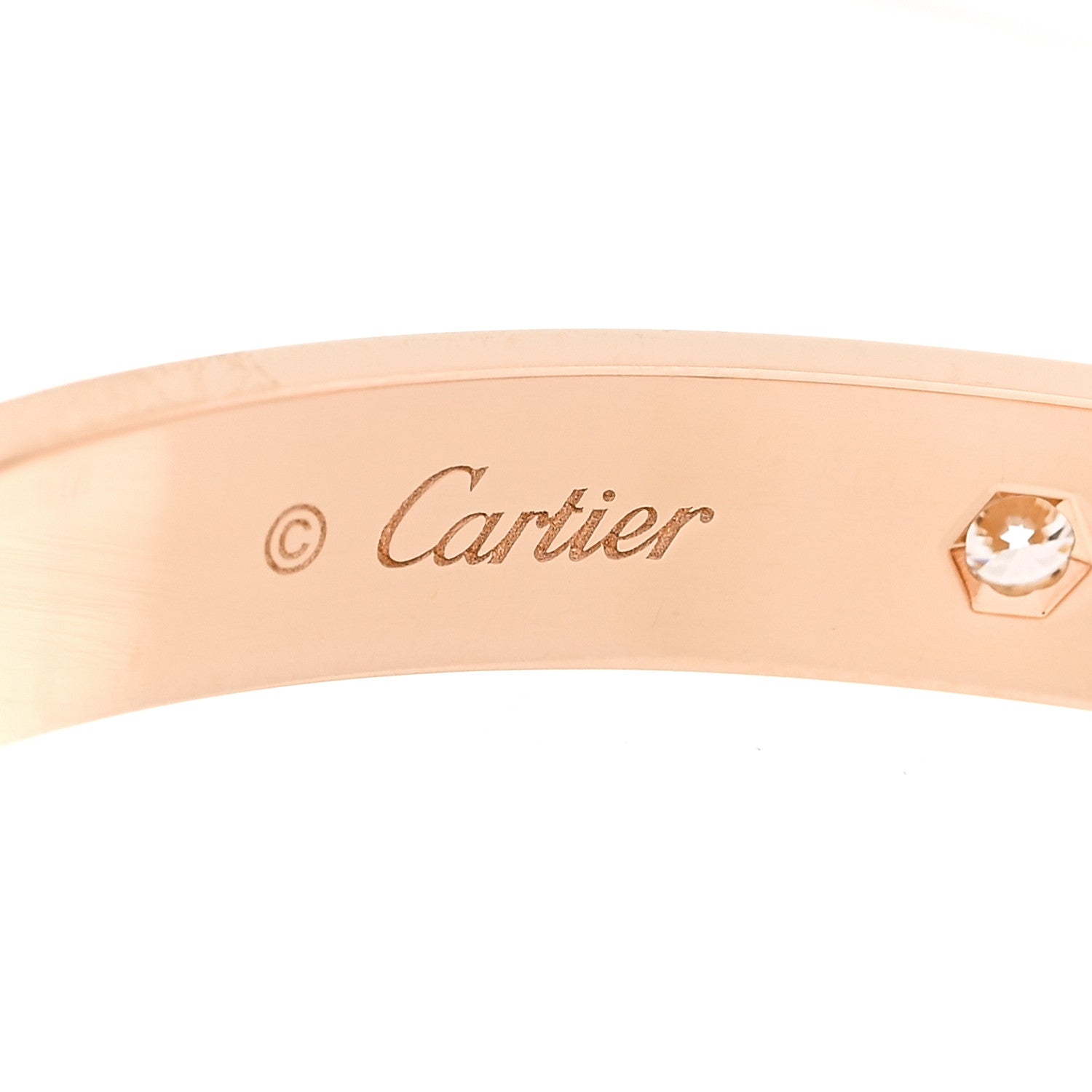 Cartier 18K Pink Gold 4 Diamond LOVE Bracelet 18 8 of 10
