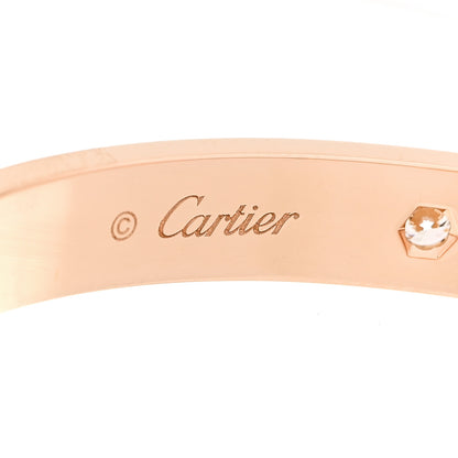 Cartier 18K Pink Gold 4 Diamond LOVE Bracelet 18 8 of 10