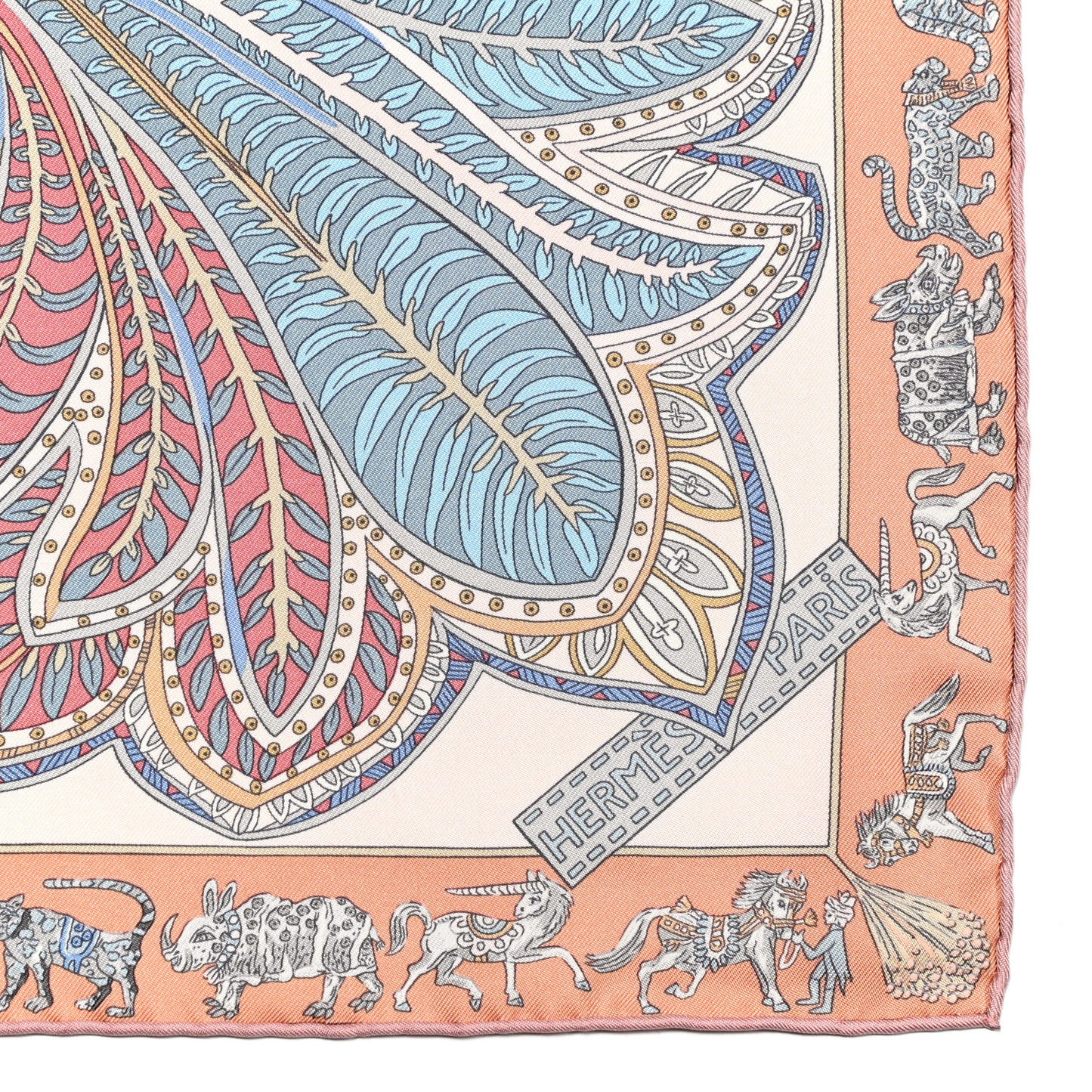 Silk Le Jardin De La Maharani Scarf 90 Rose Pale Aqua Poudre