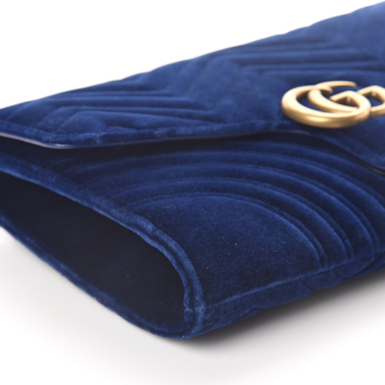 Gucci Velvet Matelasse GG Marmont Clutch Cobalt Blue 8 of 9