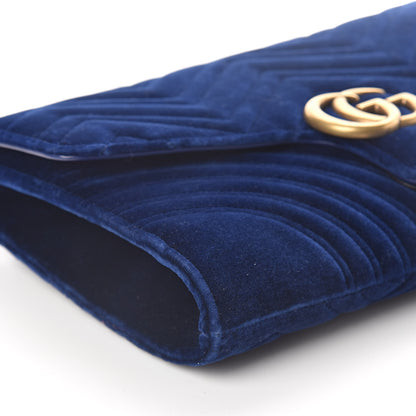 Gucci Velvet Matelasse GG Marmont Clutch Cobalt Blue 8 of 9