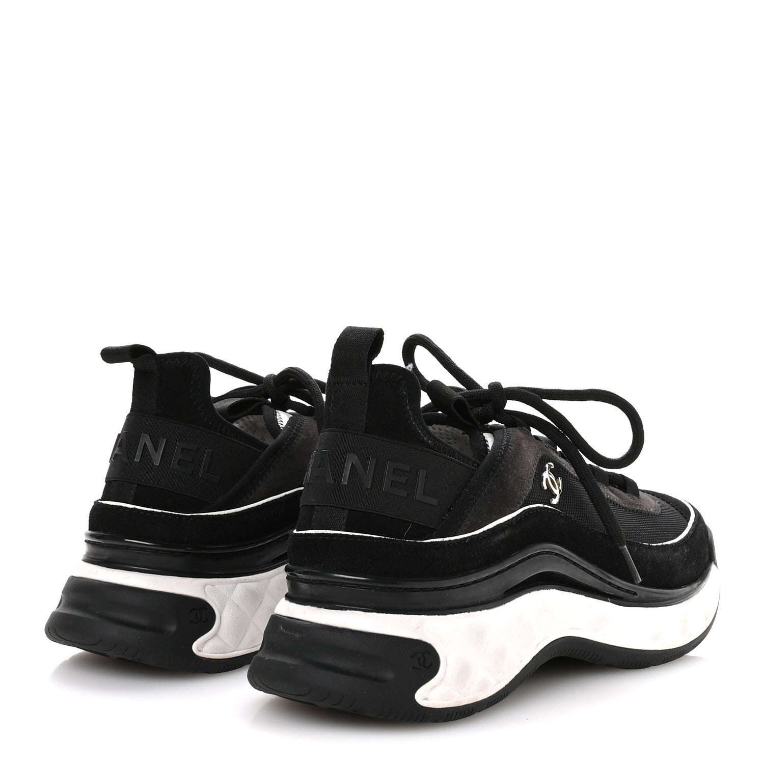 Chanel Velvet Calfskin Mixed Fibers CC Sneakers 39.5 Black 5 of 7