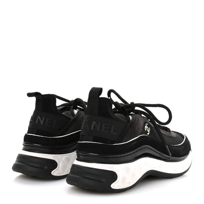 Chanel Velvet Calfskin Mixed Fibers CC Sneakers 39.5 Black 5 of 7