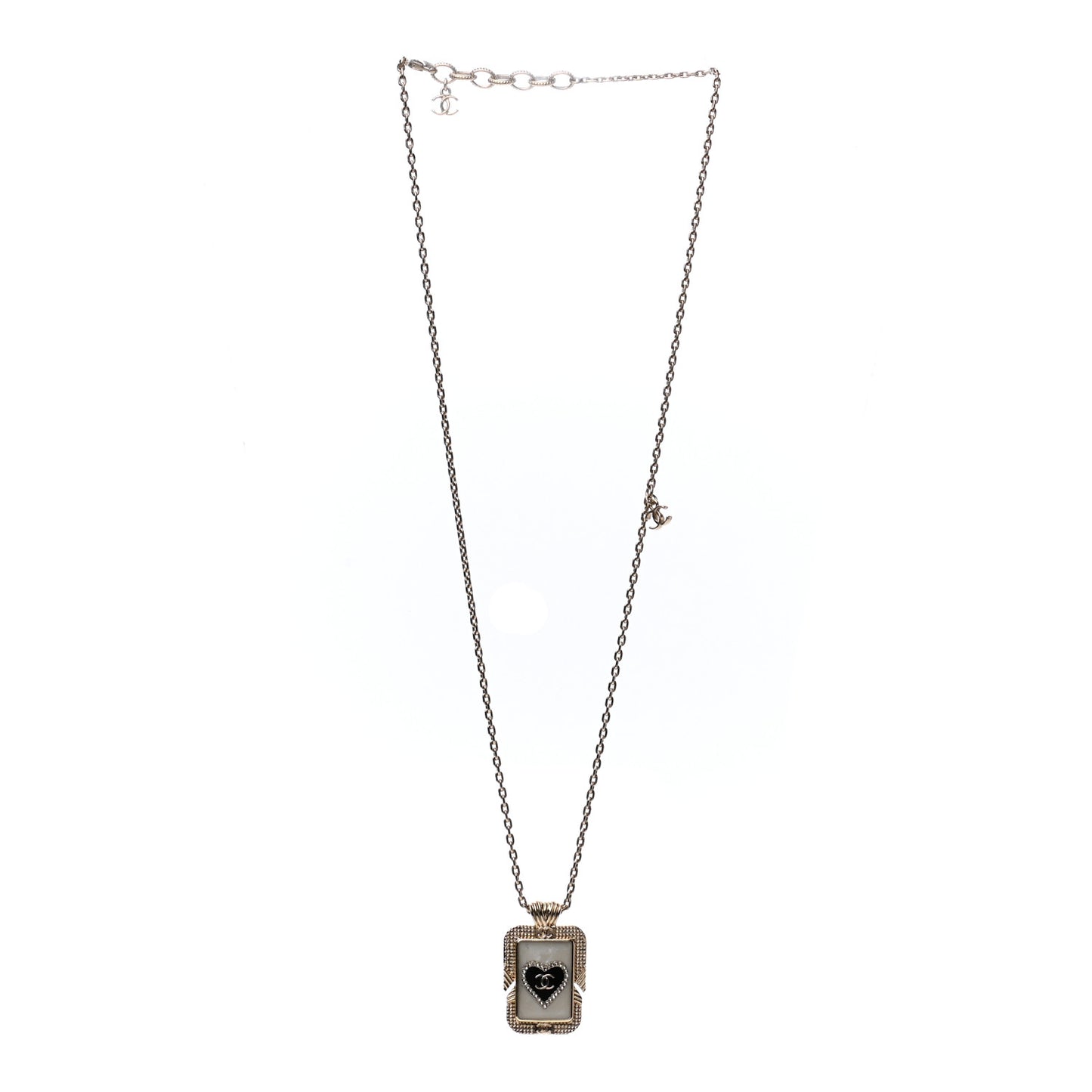 Metal Resin Enamel Crystal CC Necklace Gold Black White