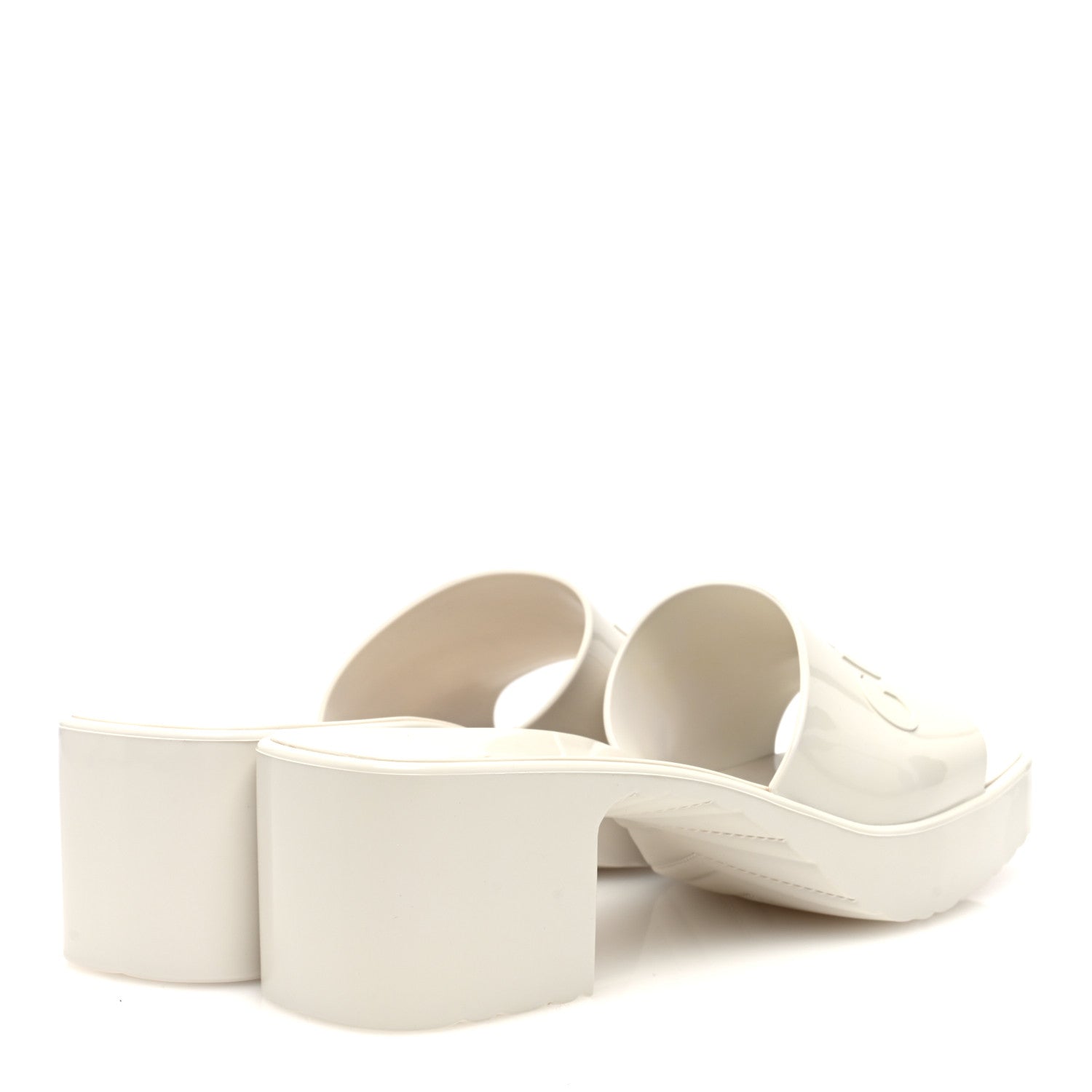 Gucci Rubber Gucci Logo Womens Platform 20/60mm Slide Sandals 38 Mystic White 4 of 8