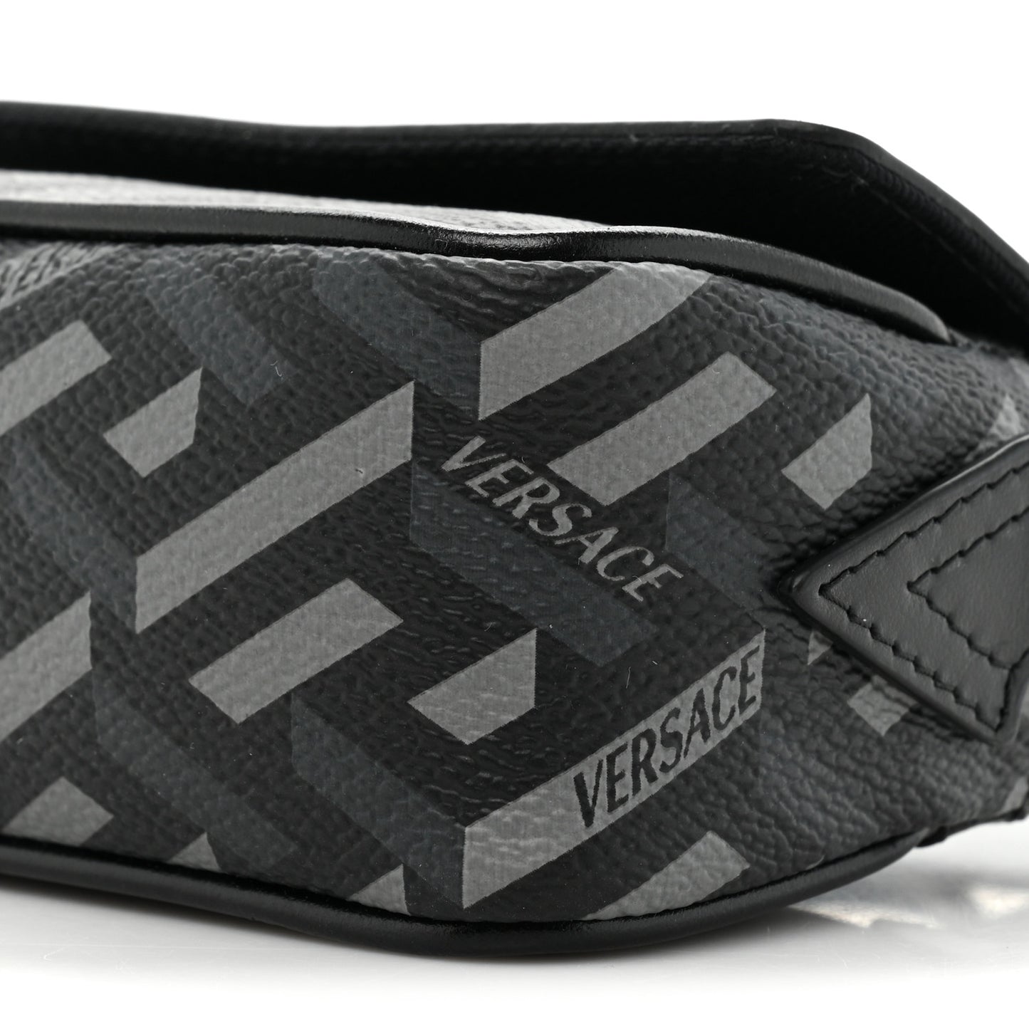 Coated Canvas La Greca Signature Print Mini Bag Black