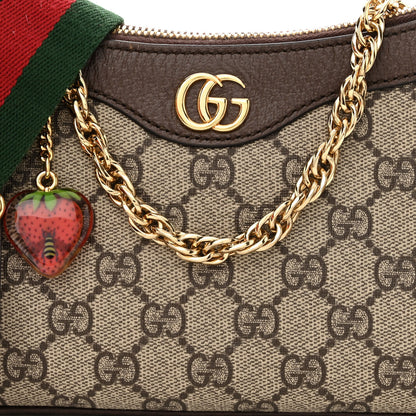 Gucci GG Supreme Monogram Textured Dollar Calfskin Web Small Ophidia GG Handbag Beige Ebony New Acero 8 of 10