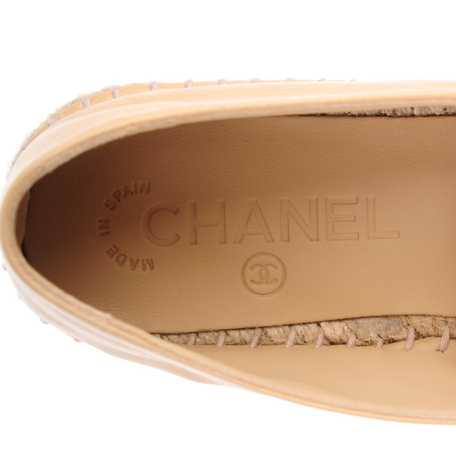 Chanel Lambskin CC Espadrilles 36 Beige Black 7 of 7