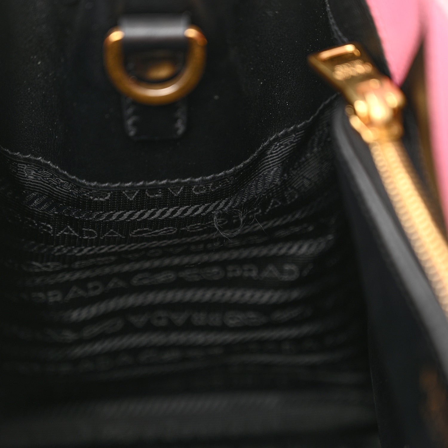 Prada Saffiano Greche Greca Paradigme Bag Black Pink 10 of 10