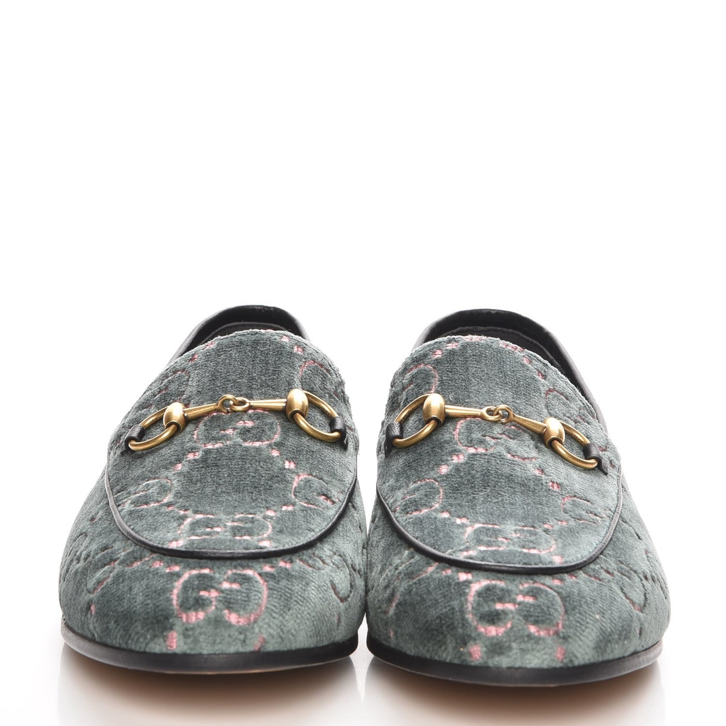 Velvet Malaga Kid GG Monogram Horsebit Womens Jordaan Loafers 36.5 Avio Dusty Pink Black