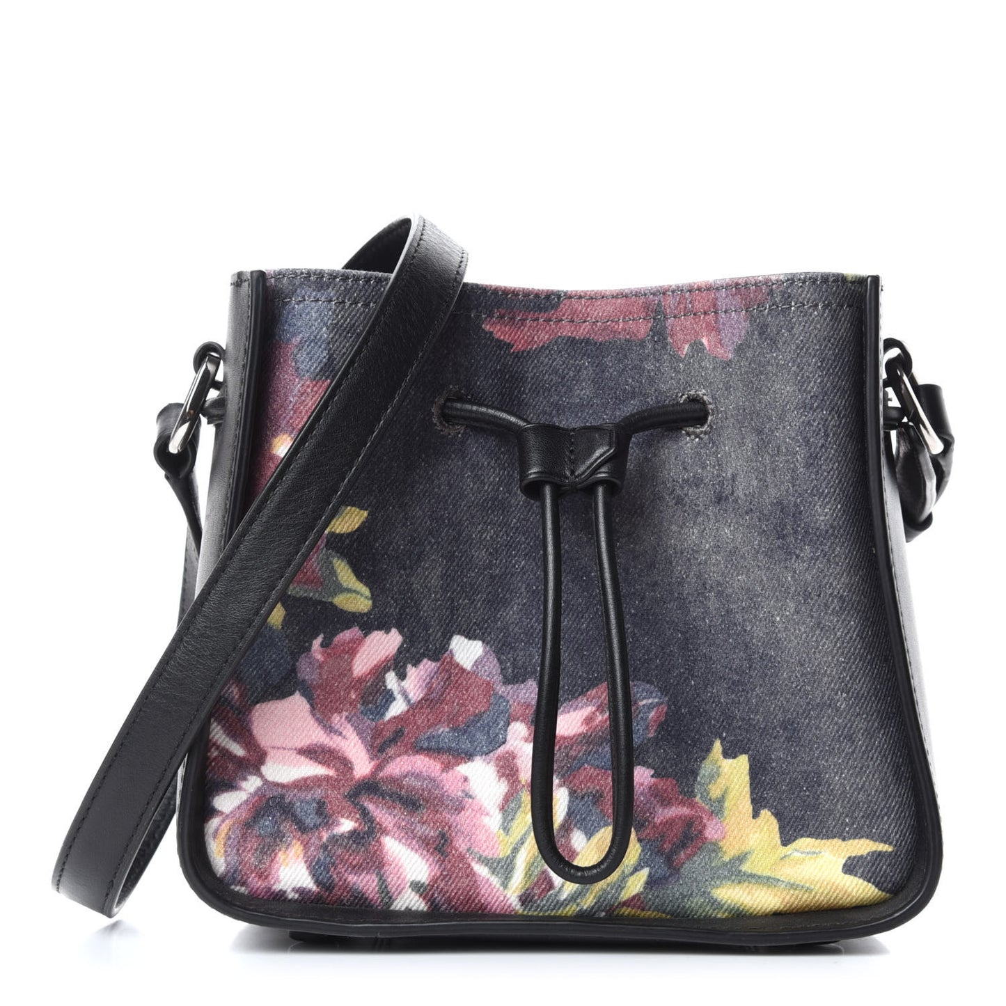 Denim Painted Mini Soleil Bucket Bag Black