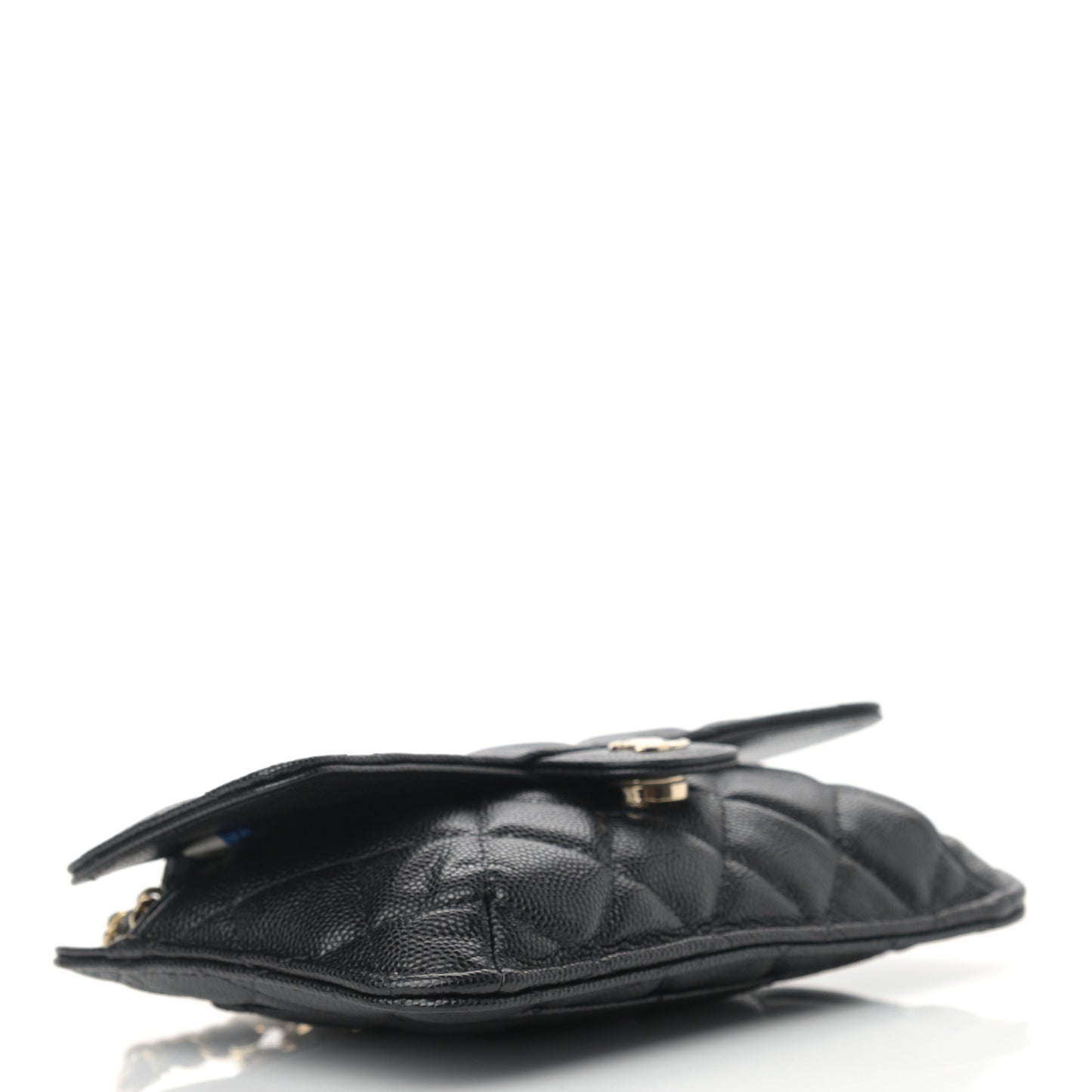 Caviar Fabric Quilted Foldable Tote With Chain Black Multicolor