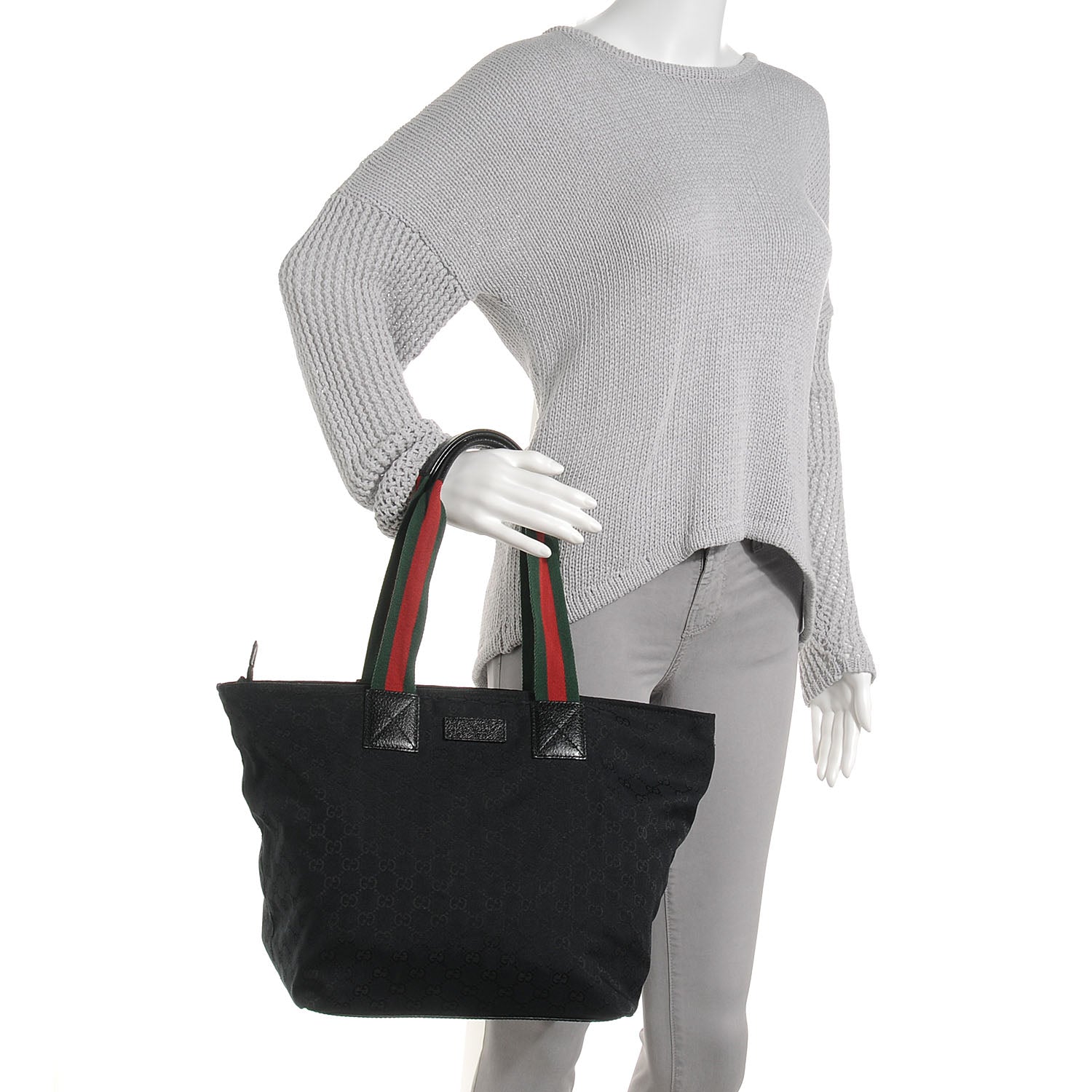 Gucci GG Monogram Large Web Handle Vertical Tote Black 2 of 9