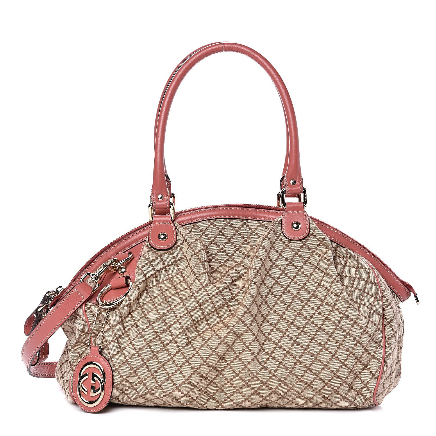 Gucci Diamante Medium Sukey Boston Interlocking G Charm Bag Pink 1 of 13