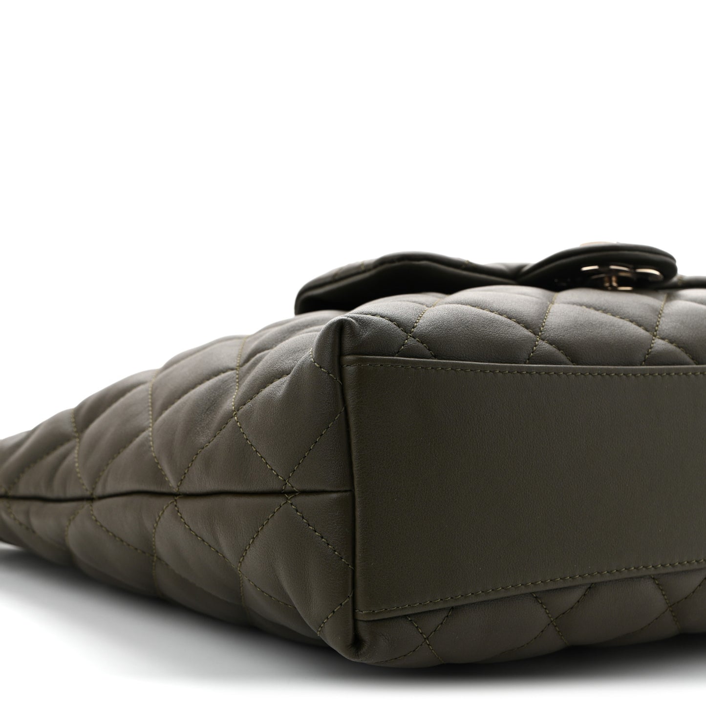 Calfskin Quilted Coco Mellow Hobo Khaki
