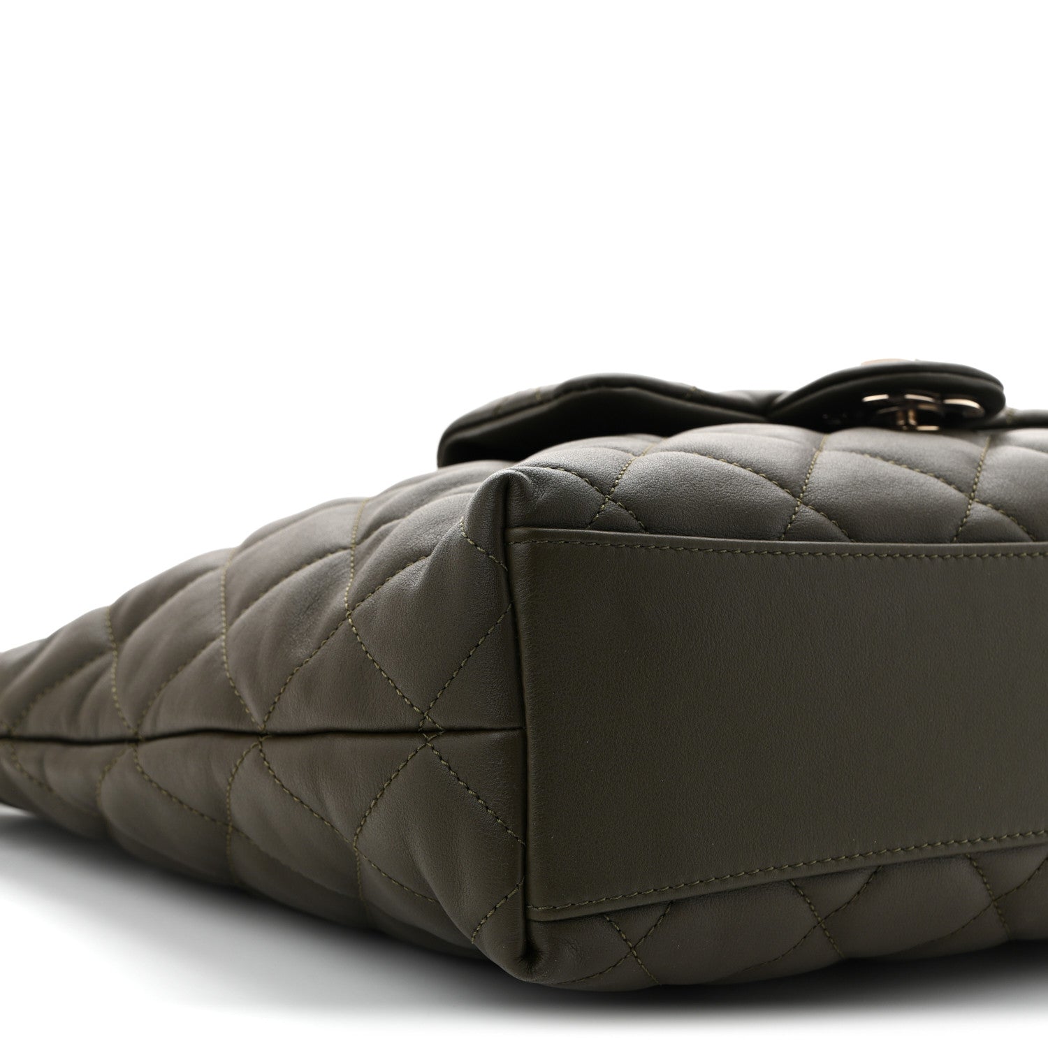 Chanel Calfskin Quilted Coco Mellow Hobo Khaki 9 of 10
