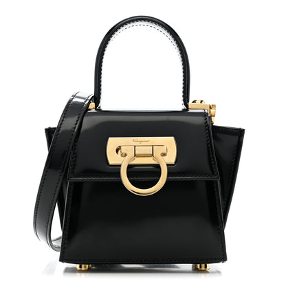 Salvatore Ferragamo Brushed Calfskin Micro Iconic Top Handle Bag Nero 1 of 9