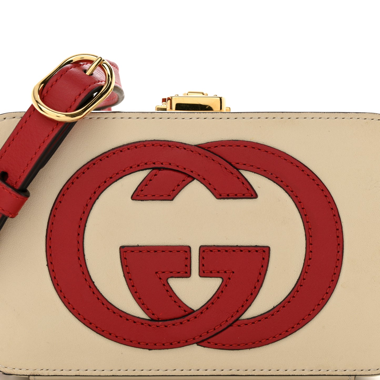 Vitello Eclipse Mini Interlocking G Shoulder Bag Mystic White Hibiscus Red