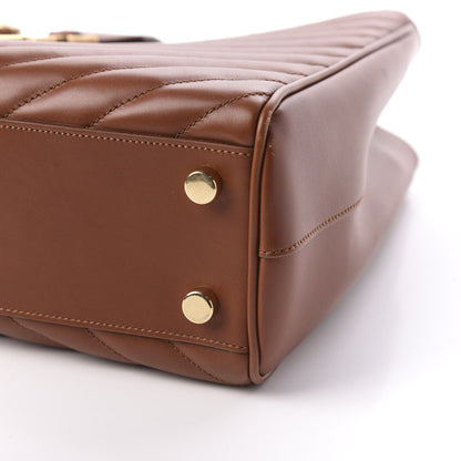 Saint Laurent Smooth Calfskin Matelasse Chevron Large Monogram Shopping Bag Brown 9 of 10