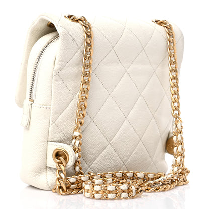 Chanel Shiny Caviar Quilted Chain Melody Backpack White 3 of 15