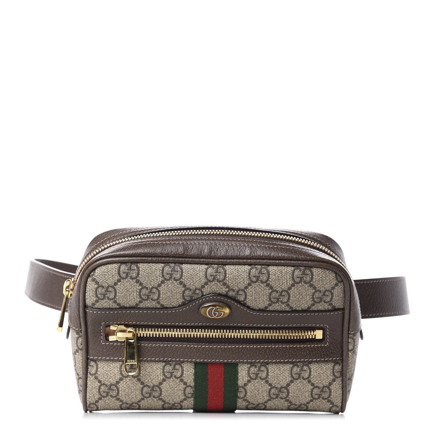 GG Supreme Monogram Web Small Ophidia Belt Bag 85 34 Dark Brown