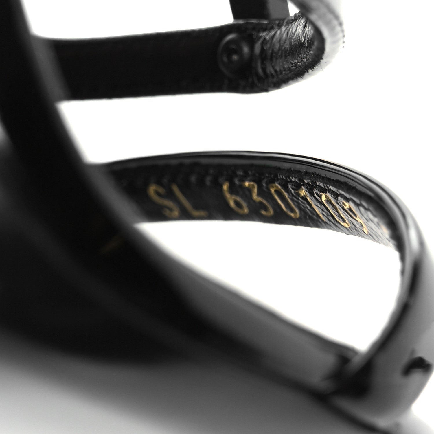 Saint Laurent Patent Cassandra 100 Ankle Strap Sandals 38.5 Black 8 of 10
