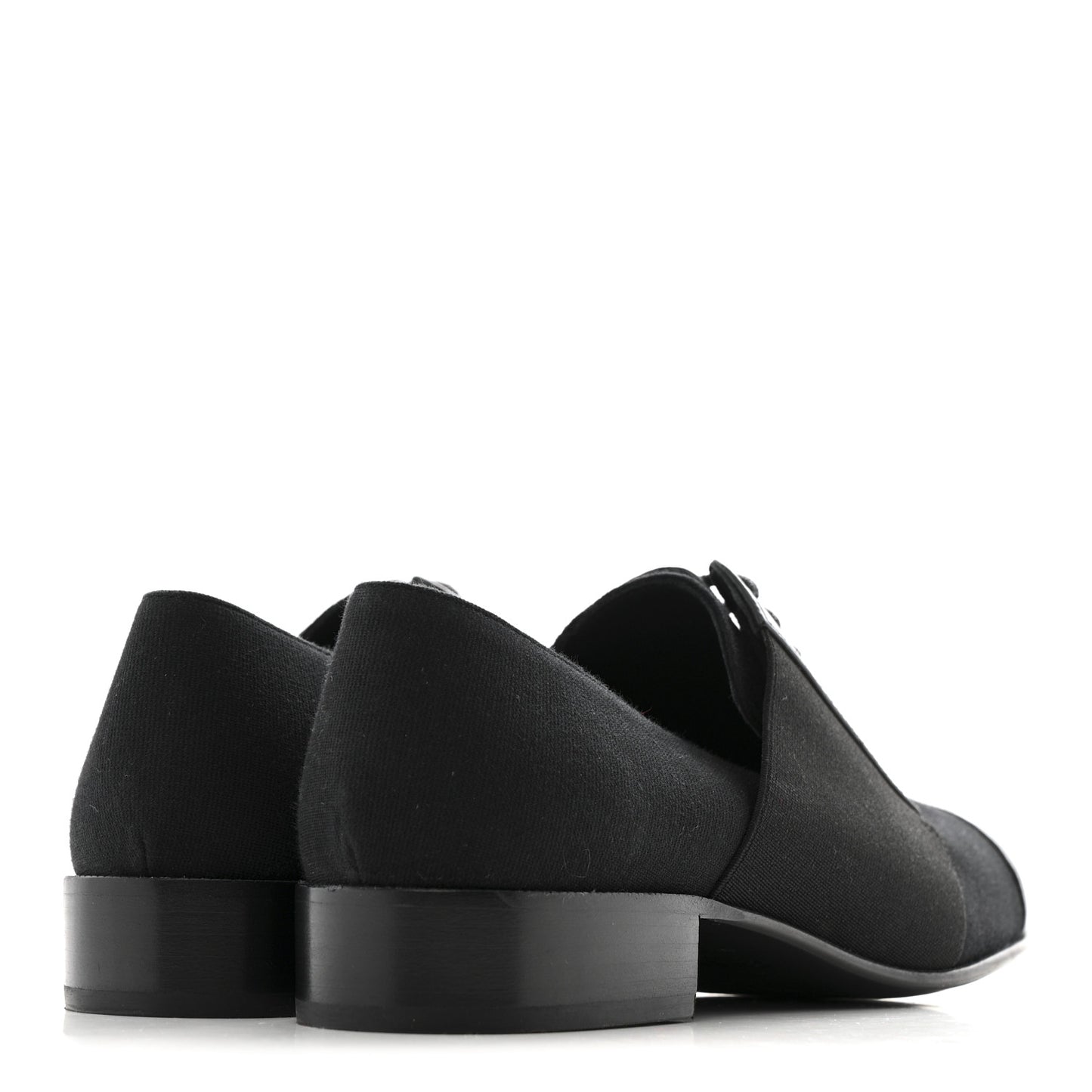 Calfskin Elastic Lace Up Cap Toe CC Loafers 37 Black