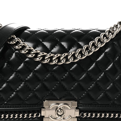 Chanel Glazed Calfskin Quilted Medium Chain Around Boy Flap Black 8 of 10