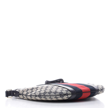 Gucci Monogram Vintage Web Medium Half Moon Hobo Navy 4 of 12