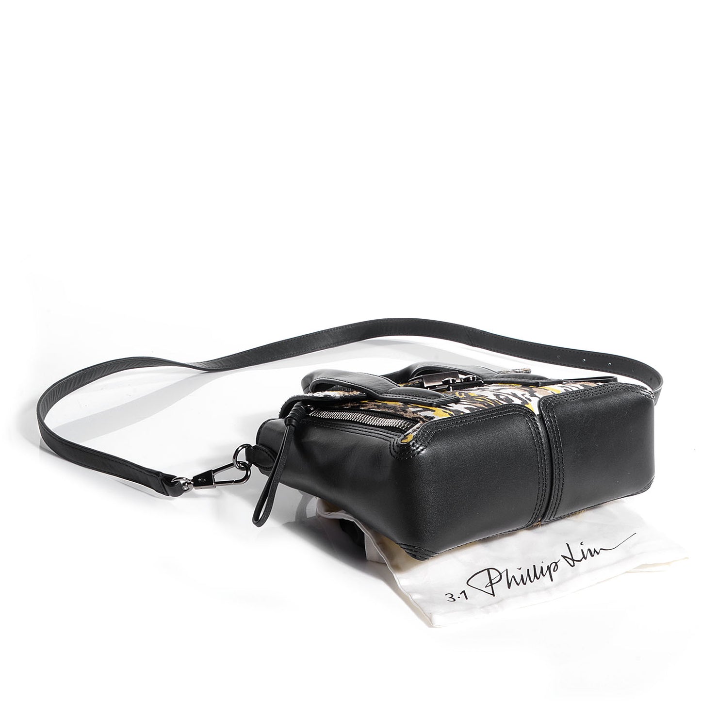 3.1 Calf Hair Leather Tiger Print Mini Pashli Satchel Lime Black