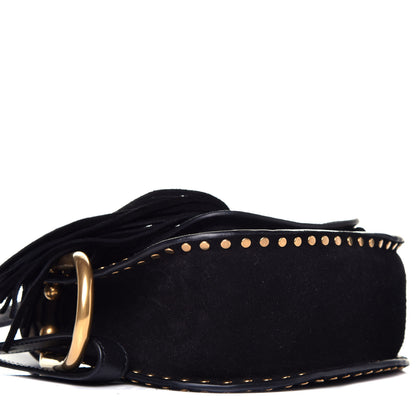 Chloe Suede Calfskin Braided Mini Hudson Shoulder Bag Black 8 of 9